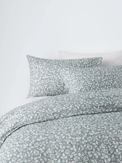 John Lewis John Lewis Marlow Trailing Cotton Duvet Cover Set, Sage- Buy online at McGrocer