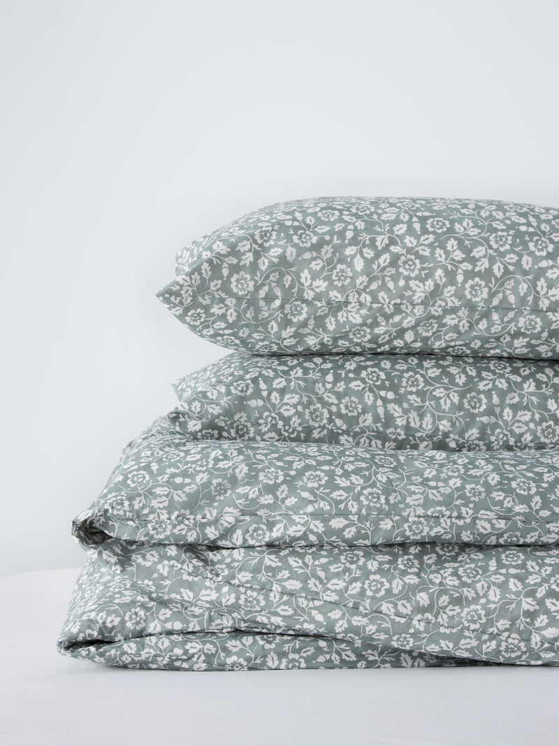 John Lewis Marlow cotton duvet cover set sage double, UK version