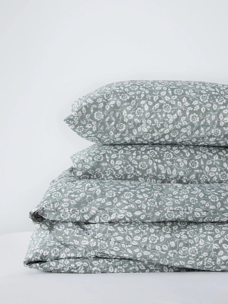 John Lewis Marlow cotton duvet cover set sage double, UK version