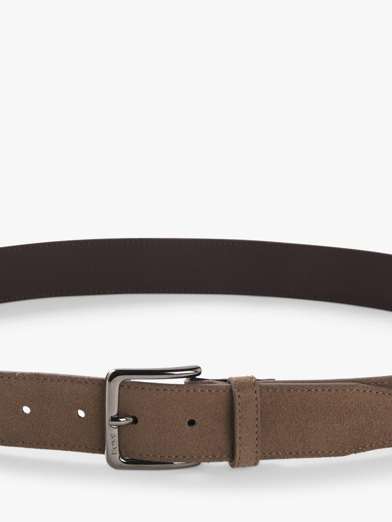 BOSS Ronnie suede belt in light brown, UK version