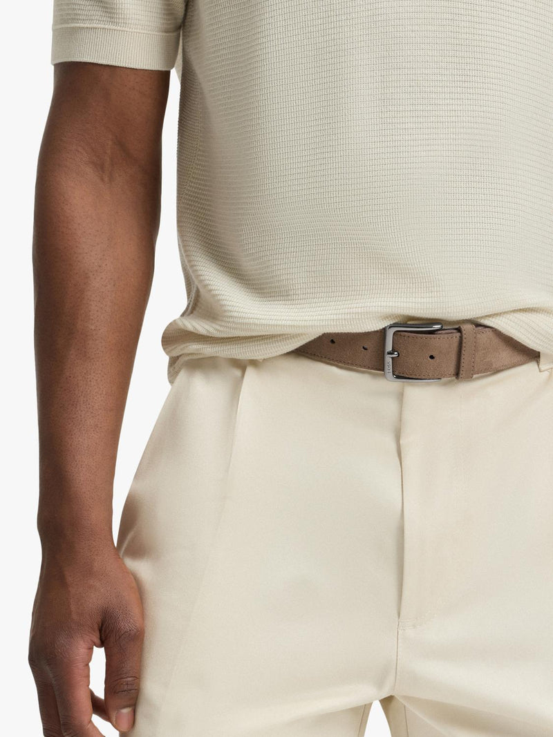 BOSS Ronnie suede belt in light brown, UK version