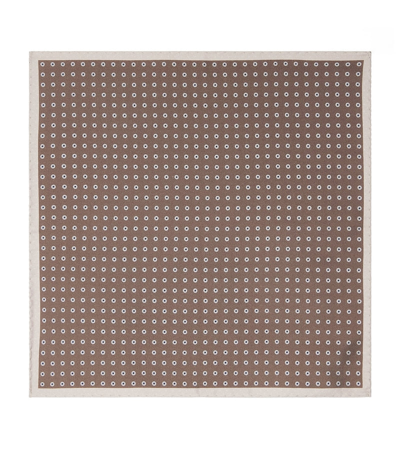 Canali silk medallion print pocket square 33cm, UK version