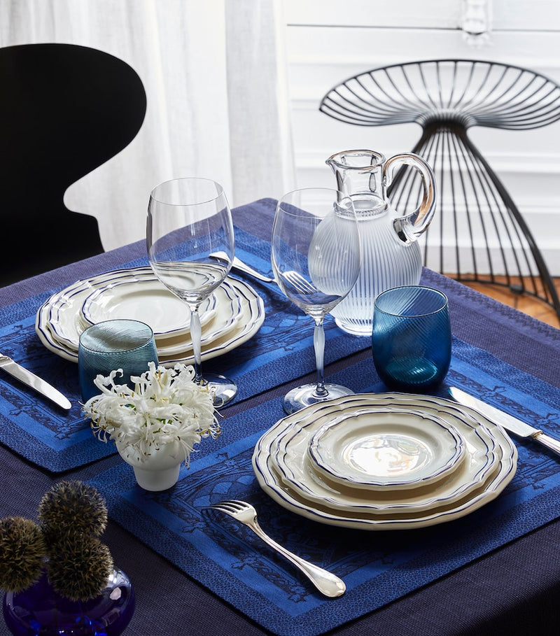 Gien set of four Filet Bleu canapé plates 23cm, UK version