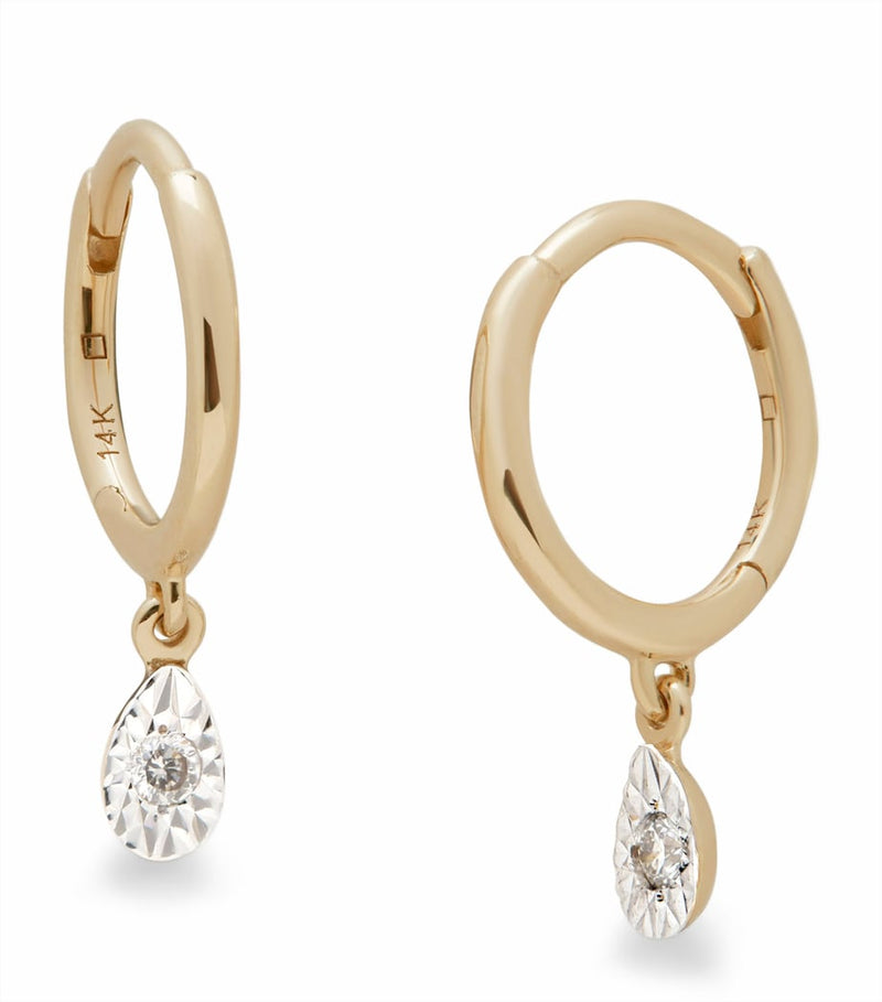 Monica Vinader yellow gold diamond huggie earrings, UK version