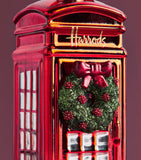 Harrods telephone box wreath tree decoration 11cm, imported from the UK