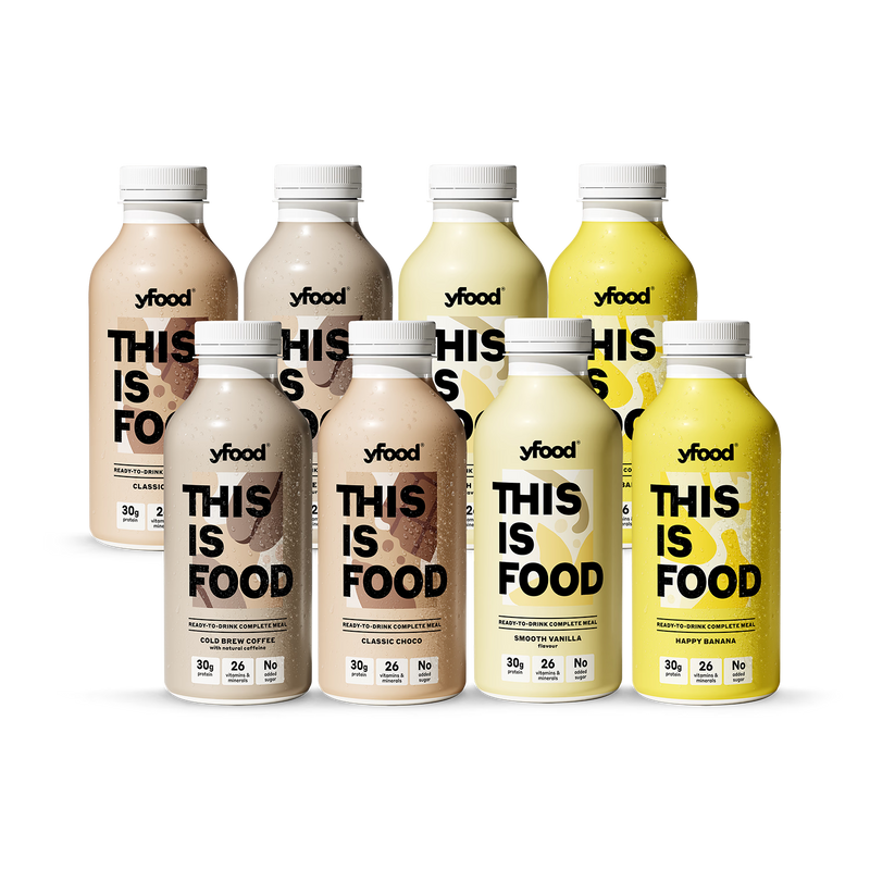 Yfood complete meal variety pack choco vanilla banana coffee 8x500ml - British product