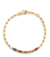 Harrods Suzanne Kalan Rose Gold and Rainbow Sapphire Medium Block Chain Bracelet- Buy online at McGrocer