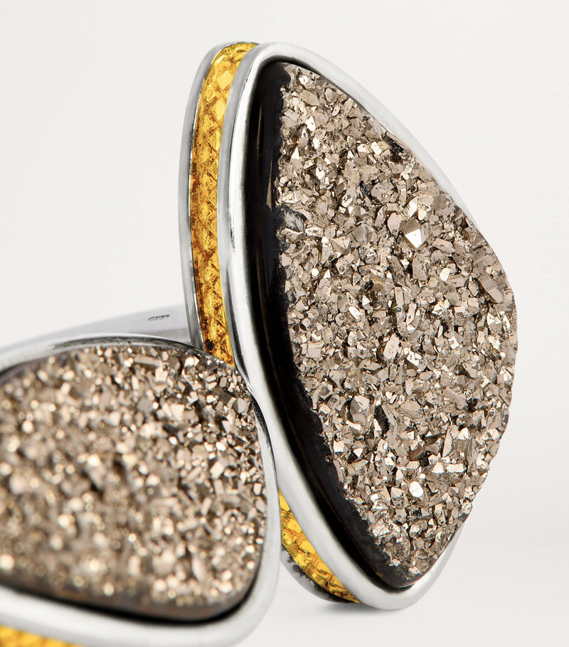 Tateossian sterling silver drusy cufflinks, imported from the UK