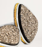 Tateossian sterling silver drusy cufflinks, imported from the UK