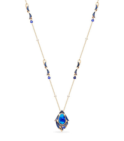 Harrods Boodles The Palace Collection Raven's Watch Diamond Opal Sapphire 18-Karat Rose Gold Pendant- Buy online at McGrocer
