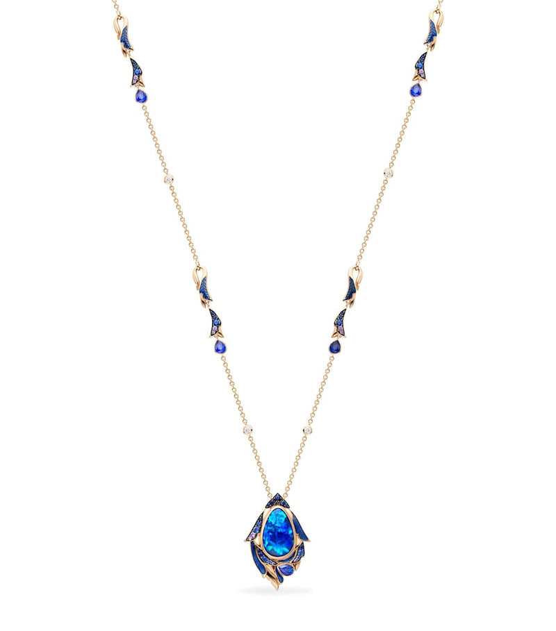 Boodles rose gold pendant with diamonds opal sapphire (British brand)