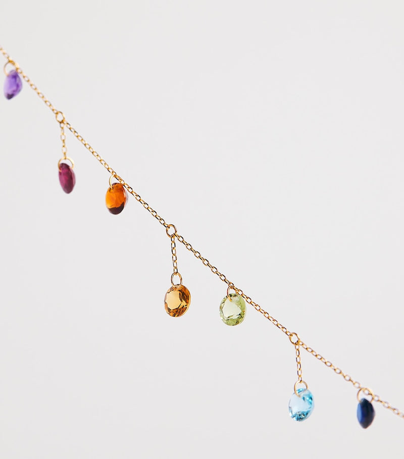 Persée fourteen chakra necklace yellow gold multicoloured gemstones - British product
