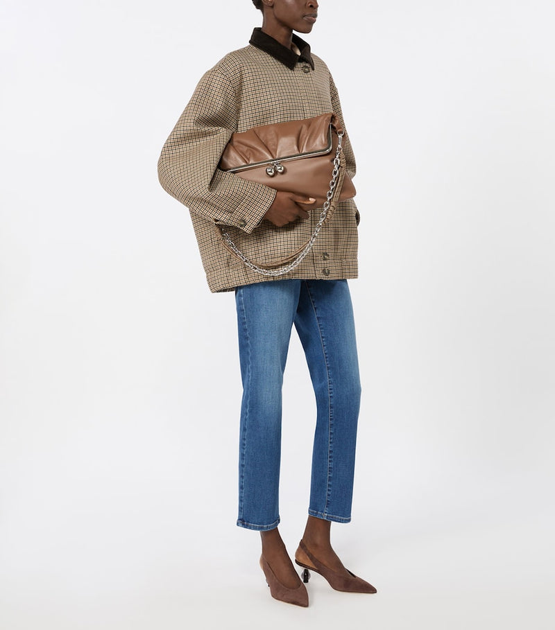 Weekend Max Mara Pasticcino ram leather clutch bag, imported from the UK