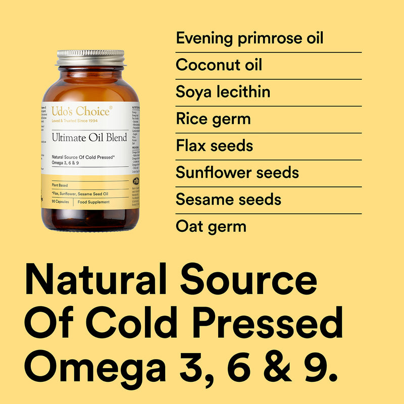 Udo's Omega 3-6-9 oil capsules 90 count - British product