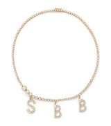 Harrods Sophie Bille Brahe Yellow Gold and Diamond Collier de Lettre Royale Necklace- Buy online at McGrocer