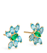 Harrods Emily P. Wheeler Yellow Gold, Emerald, Topaz and Apatite Pollack Stud Earrings- Buy online at McGrocer