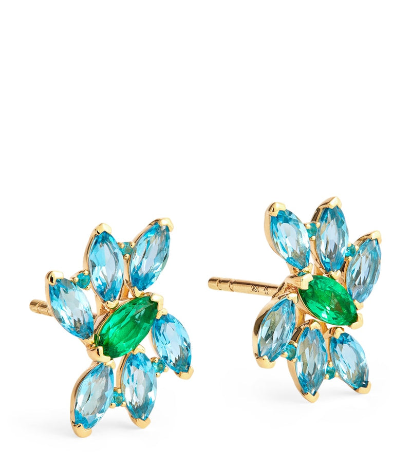 Emily P. Wheeler yellow gold emerald topaz apatite earrings (British brand)