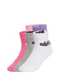 adidas kids ankle socks pack of 5 pink grey white, UK version