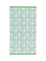 John Lewis Land & Shore Rowallane Floral Blue Bath Towel with Red and Green Hem- Buy online at McGrocer
