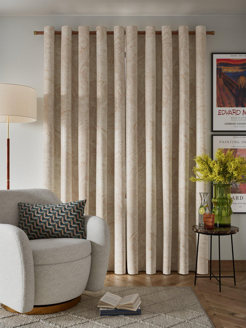 John Lewis gold marshmallow lined eyelet curtains pair, UK version