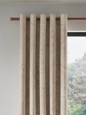 Pair of Lined Eyelet Curtains in Gold Marshmallow