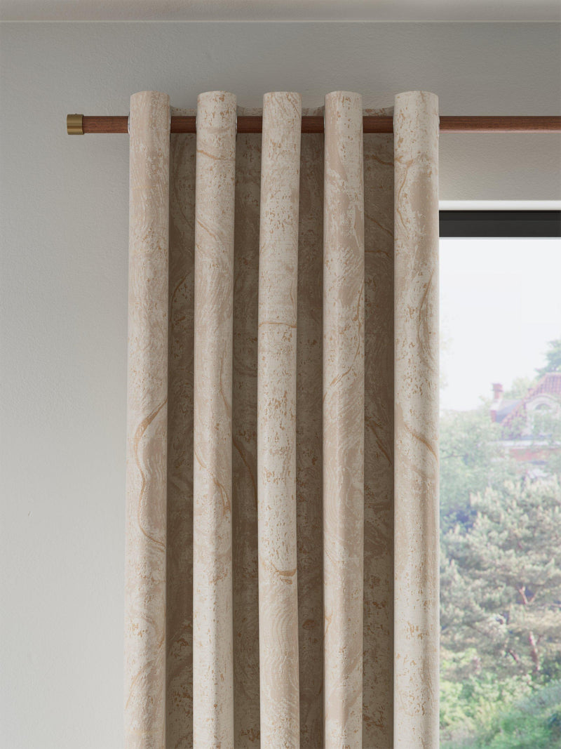 John Lewis gold marshmallow lined eyelet curtains pair, UK version