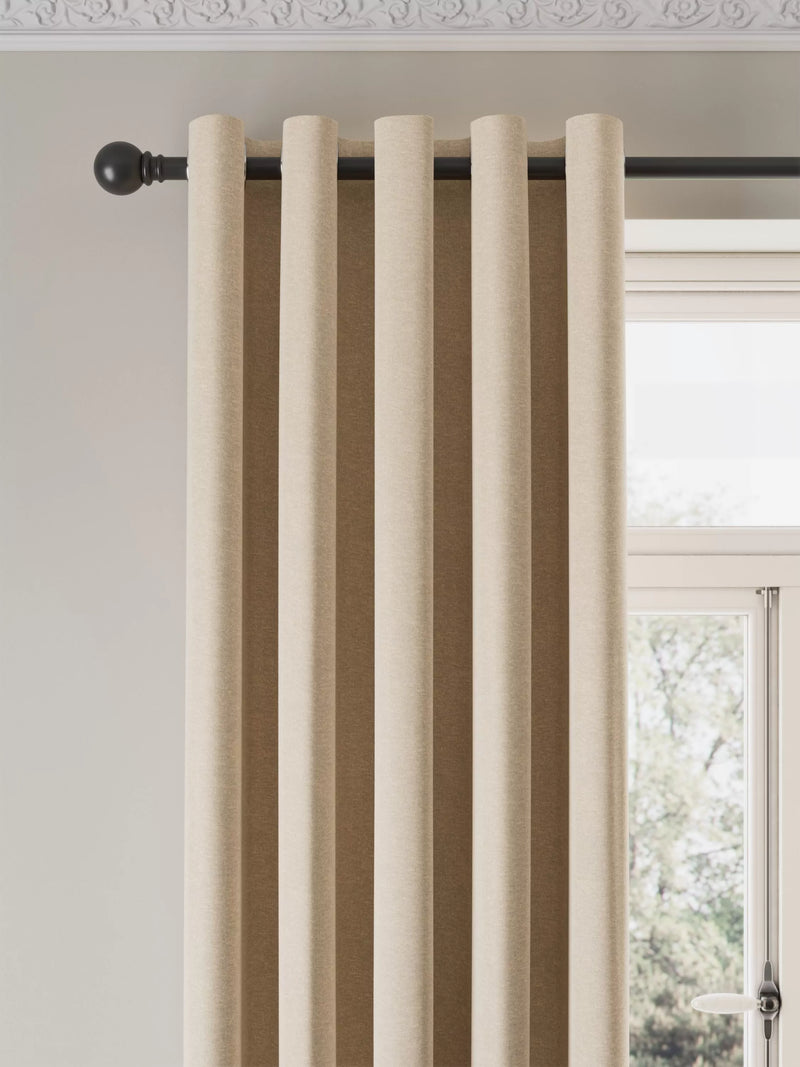 John Lewis Velvet Chenille Heavyweight Thermal Lined Eyelet Curtains (Pair) - 137cm Drop