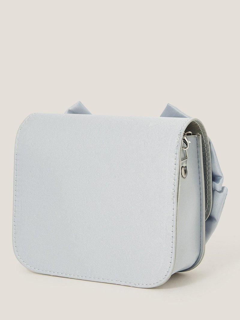 Monsoon kids bridesmaid satin bow mini bag pale blue, UK version