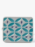 Simon Carter enamel cufflinks blue teal retro pattern, UK version
