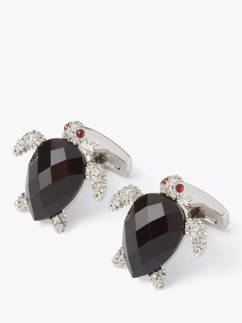 Simon Carter turtle cufflinks with onyx and Swarovski crystals, imported from the UK