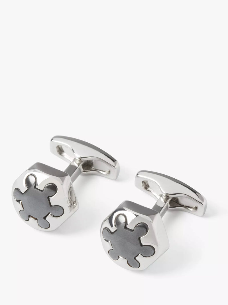 Simon Carter radial hexagon cufflinks in grey dark (British brand)