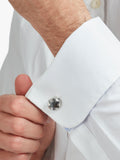 Simon Carter radial hexagon cufflinks in grey dark (British brand)