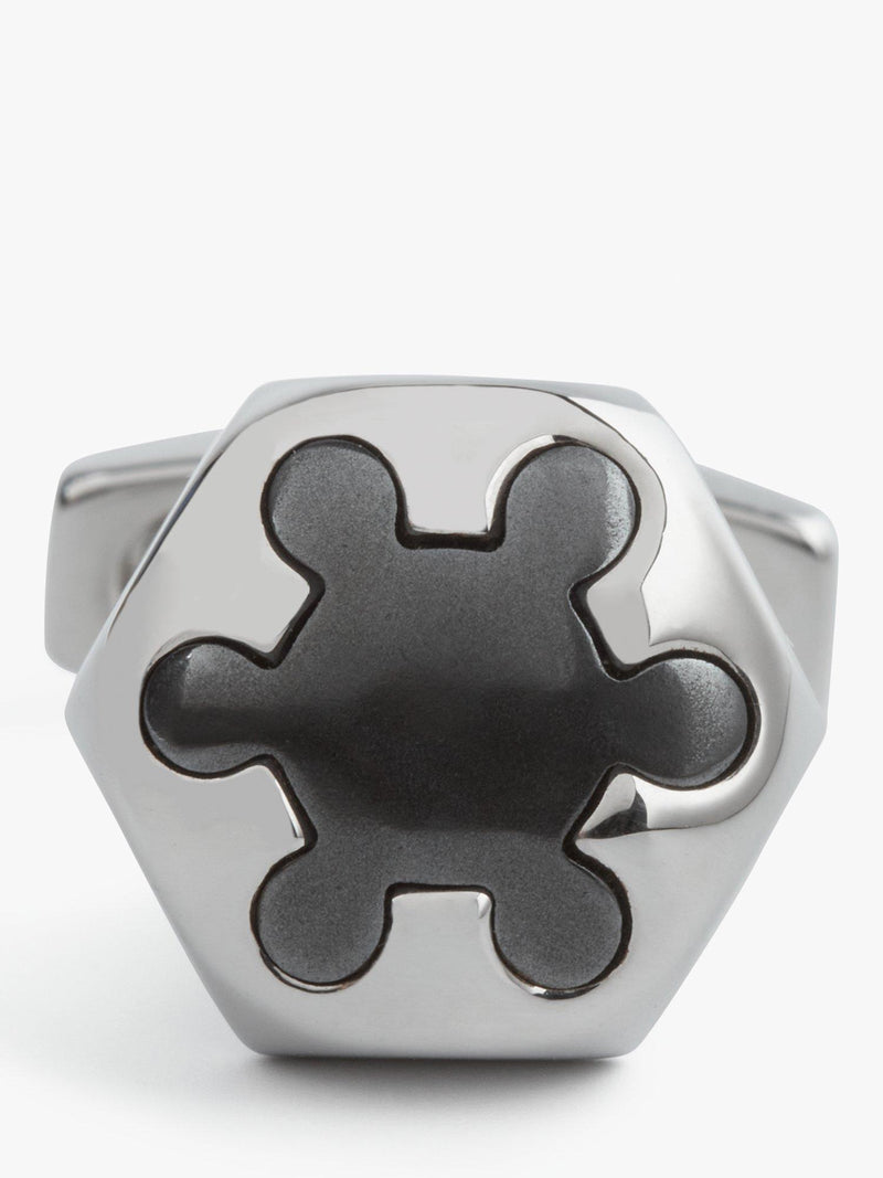 Simon Carter radial hexagon cufflinks in grey dark (British brand)
