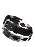 Pampeano Nieve handwoven leather belt black white grey (British brand)