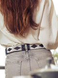 Pampeano Nieve handwoven leather belt black white grey (British brand)