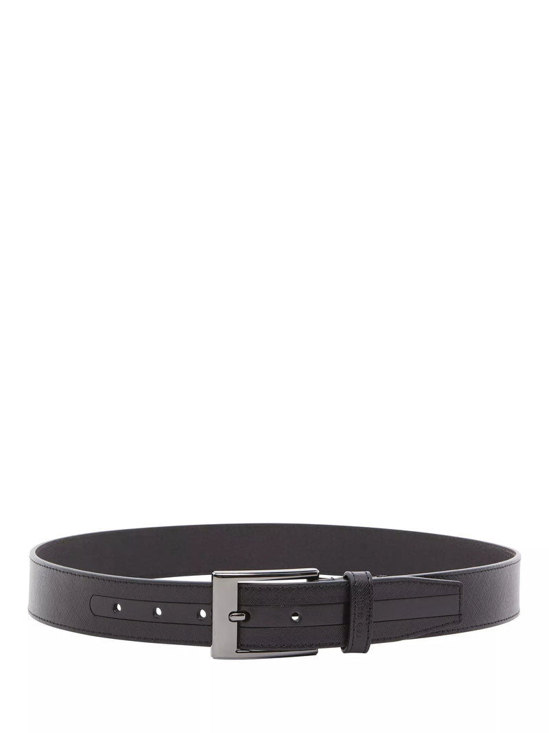 Ted Baker Evets striped leather belt black, UK version