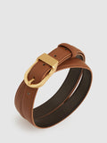 Reiss Hazel buckle leather belt tan, imported from the UK