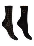 Charnos sparkle ankle socks pack of 2 black gold (British brand)