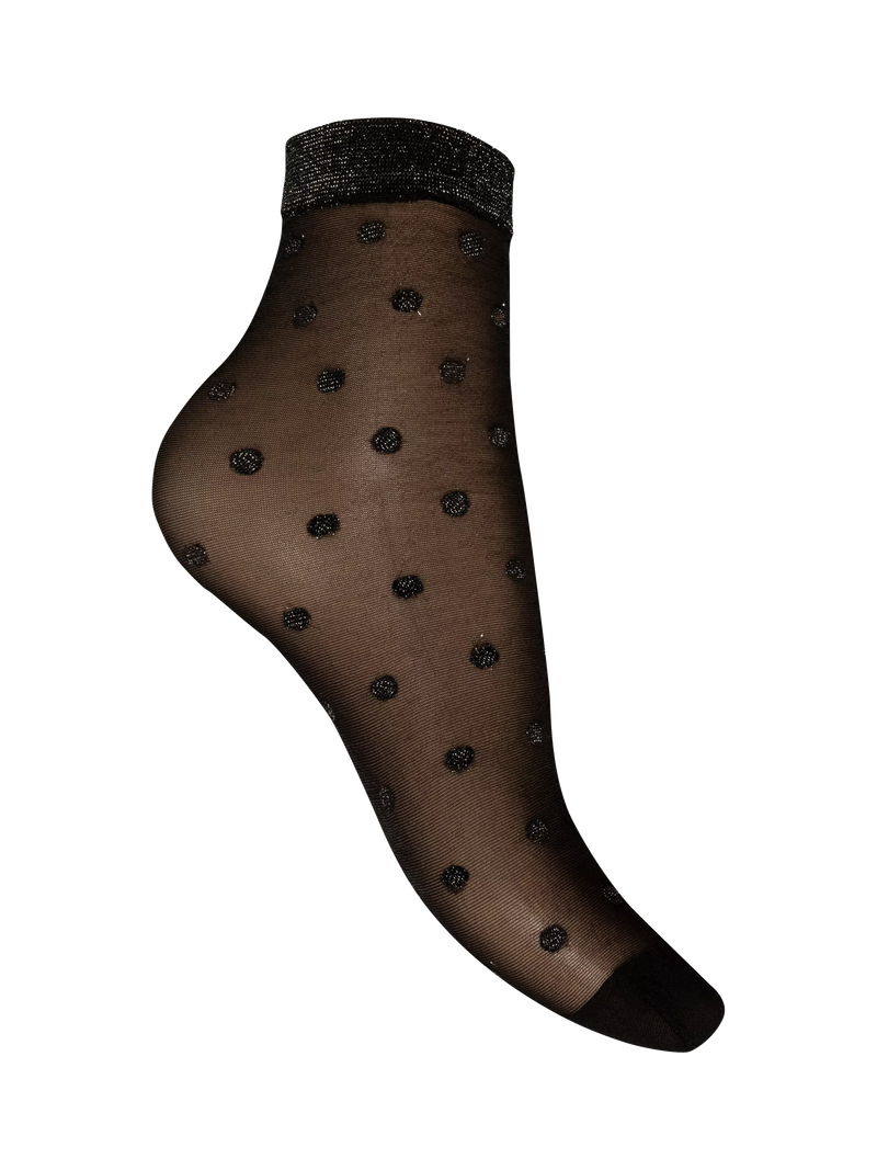 Charnos sparkle spot ankle socks black silver, UK version