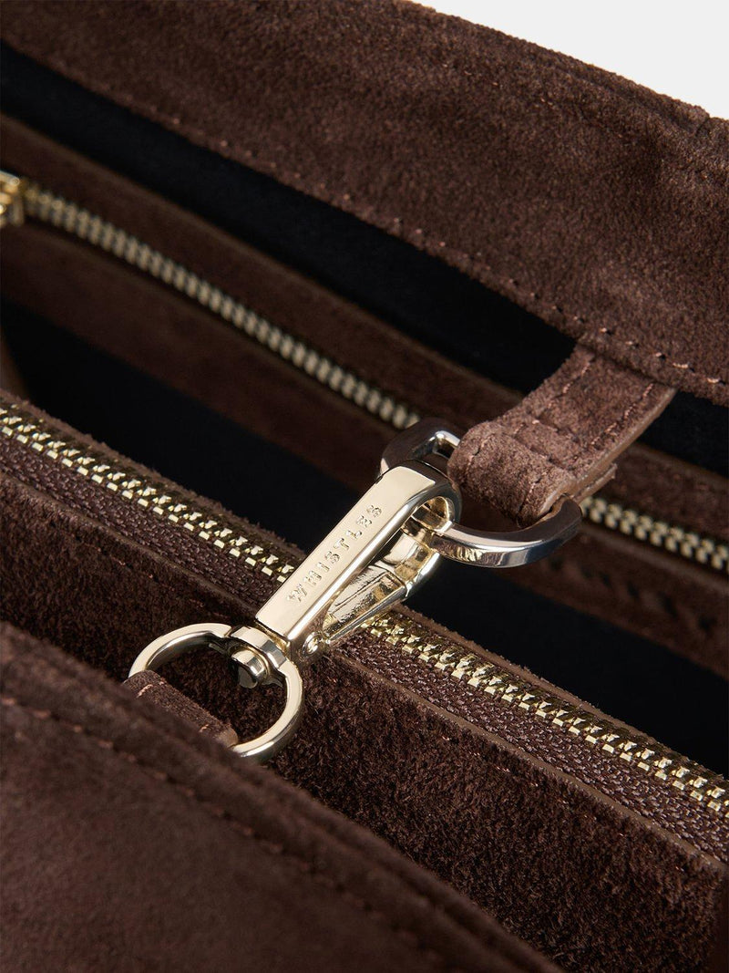 Whistles Leandra suede tote bag chocolate, UK version