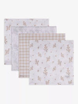 John Lewis The Little Tailor Baby Muslin Cloths Neutral Floral Pack of 4- Buy online at McGrocer