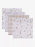 The Little Tailor baby muslin cloths pack of 4 neutral floral (British brand)