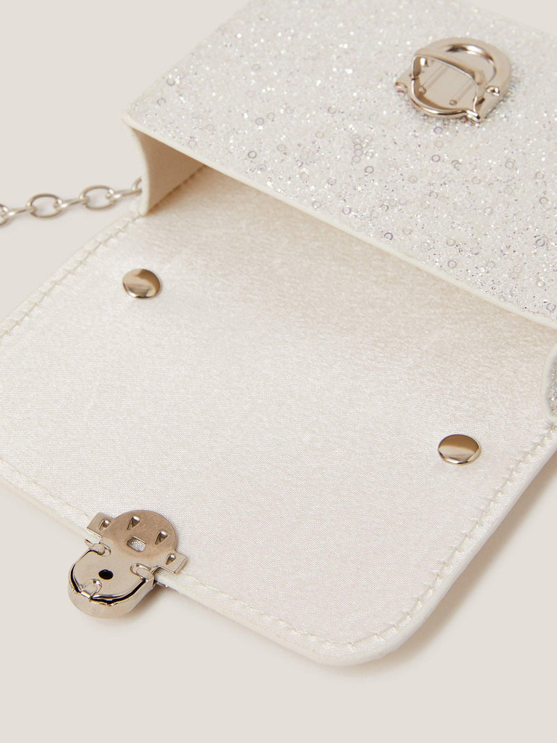 Monsoon Mini Glitter Bag silver, imported from the UK