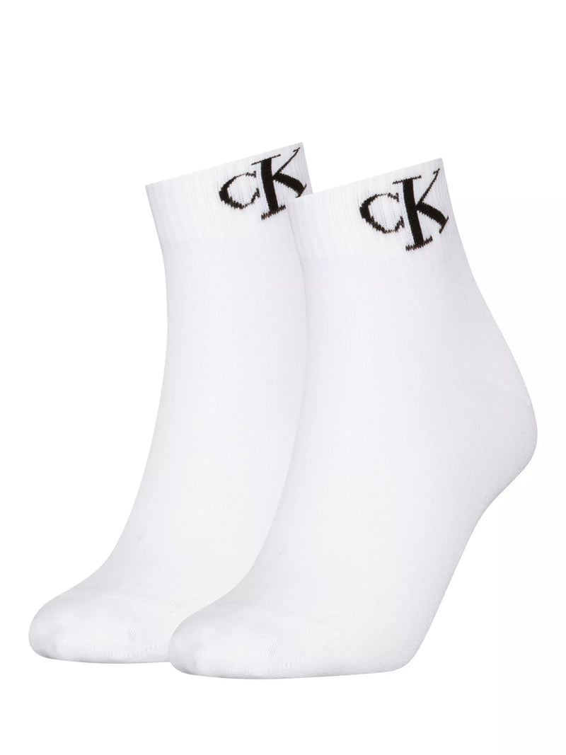 Calvin Klein Quarter Socks, Pack of 2, White, M-L