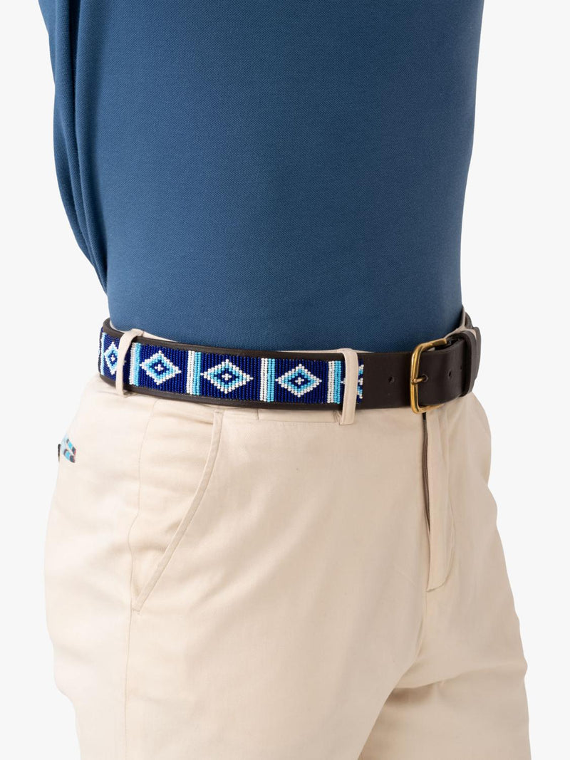 KOY handcrafted Maasai beaded leather belt, UK version
