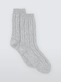 John Lewis Cashmere Rich Cable Knit Bed Socks, Grey, S-M