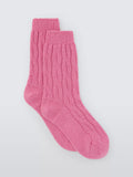 John Lewis Cashmere Rich Cable Knit Bed Socks, Lilac, S-M
