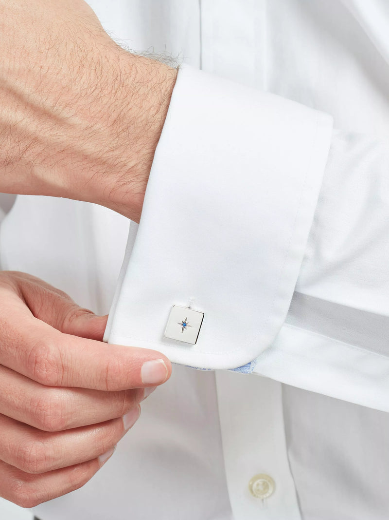 Simon Carter crystal star sterling silver square cufflinks - British product