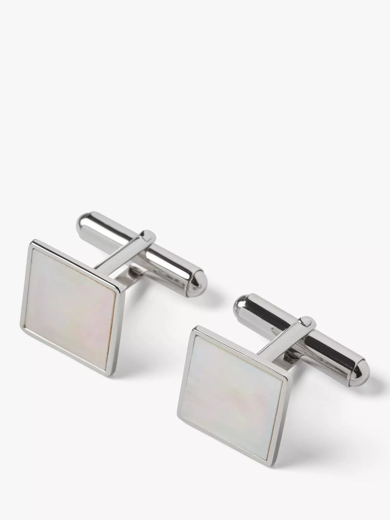 Simon Carter Mother of Pearl sterling silver square cufflinks 14mm, UK version