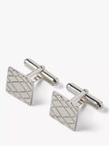 Simon Carter silver cufflinks embossed crisscross pattern, UK version